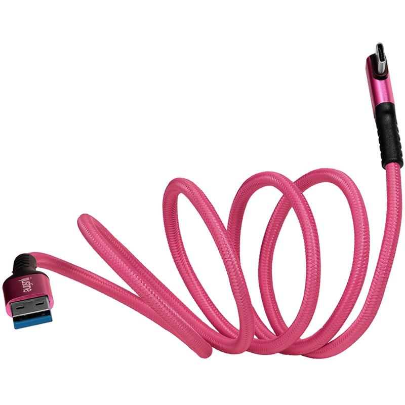 Kondor Blue iJustine Pink USB A to USB C 3.0 Right Angle High Speed Data and Charging Cable 3A 60W 5Gb/s